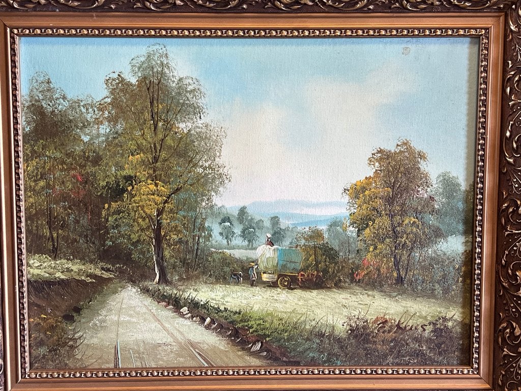 Landschap Schilderij Barok Lijst 48.5x38.5, Ophalen of Verzenden, Landschap