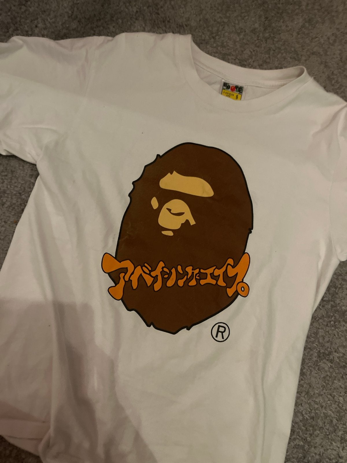 Bape T-shirt - Wit met bruine print, Ophalen of Verzenden, Gedragen, Maat 46 (S) of kleiner, Wit