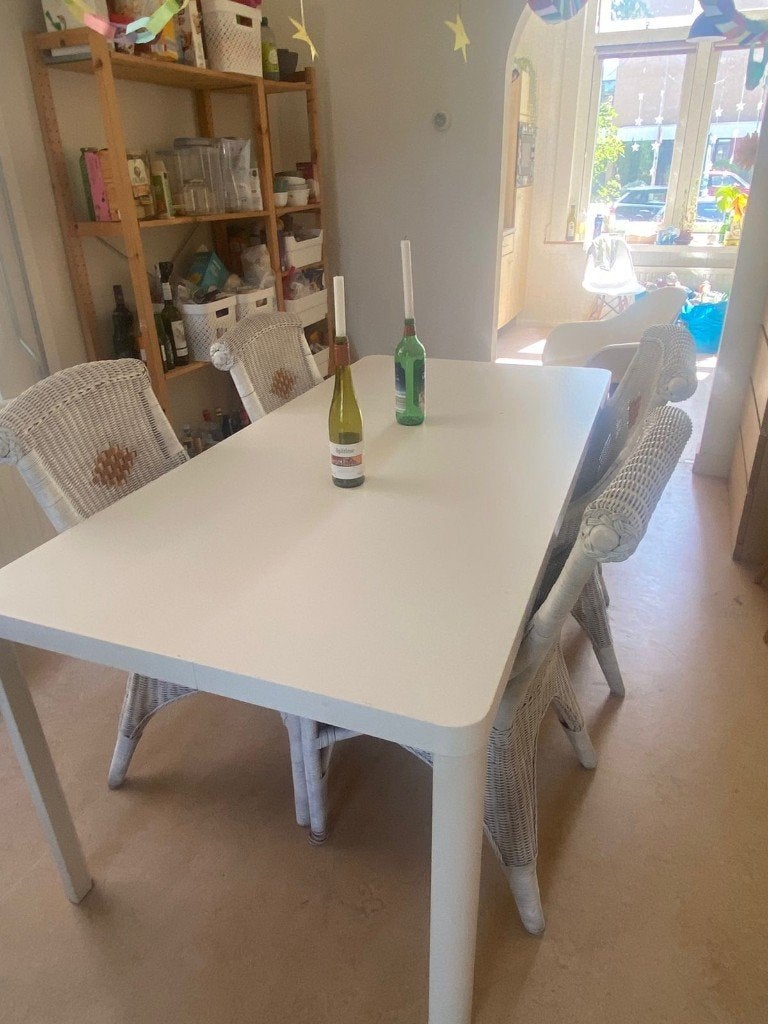 dining table and chairs, Ophalen, Gebruikt, 50 tot 100 cm, Vijf personen of meer