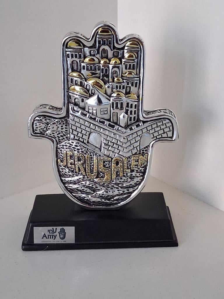 Zilveren Hamsa Sculptuur Jeruzalem & Vredesduif Amy ltd 925, Antiek en Kunst, Ophalen of Verzenden