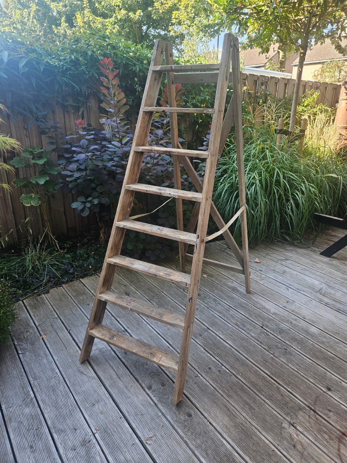 Vintage houten schilderstrap - 8 treden, Doe-het-zelf en Verbouw, Ladders en Trappen, Ophalen, Gebruikt, Trap, Minder dan 2 meter