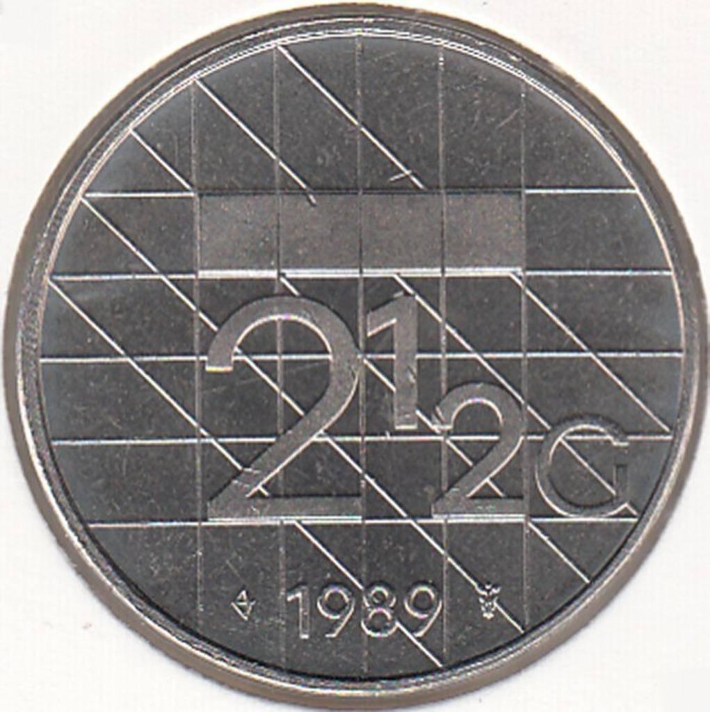 Nederland Rijksdaalder 1989 Beatrix UNC in munthouder, Ophalen of Verzenden, Koningin Beatrix, 2½ gulden, Losse munt