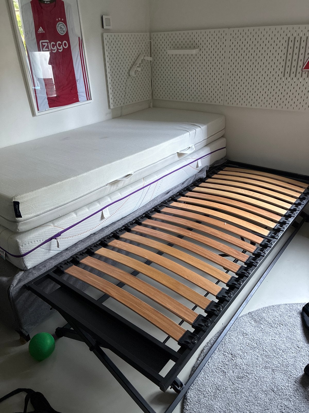 Uitschuifbaar bed met Emma en Mline matrassen, Ophalen, Zwart, Tweepersoons, 200 cm
