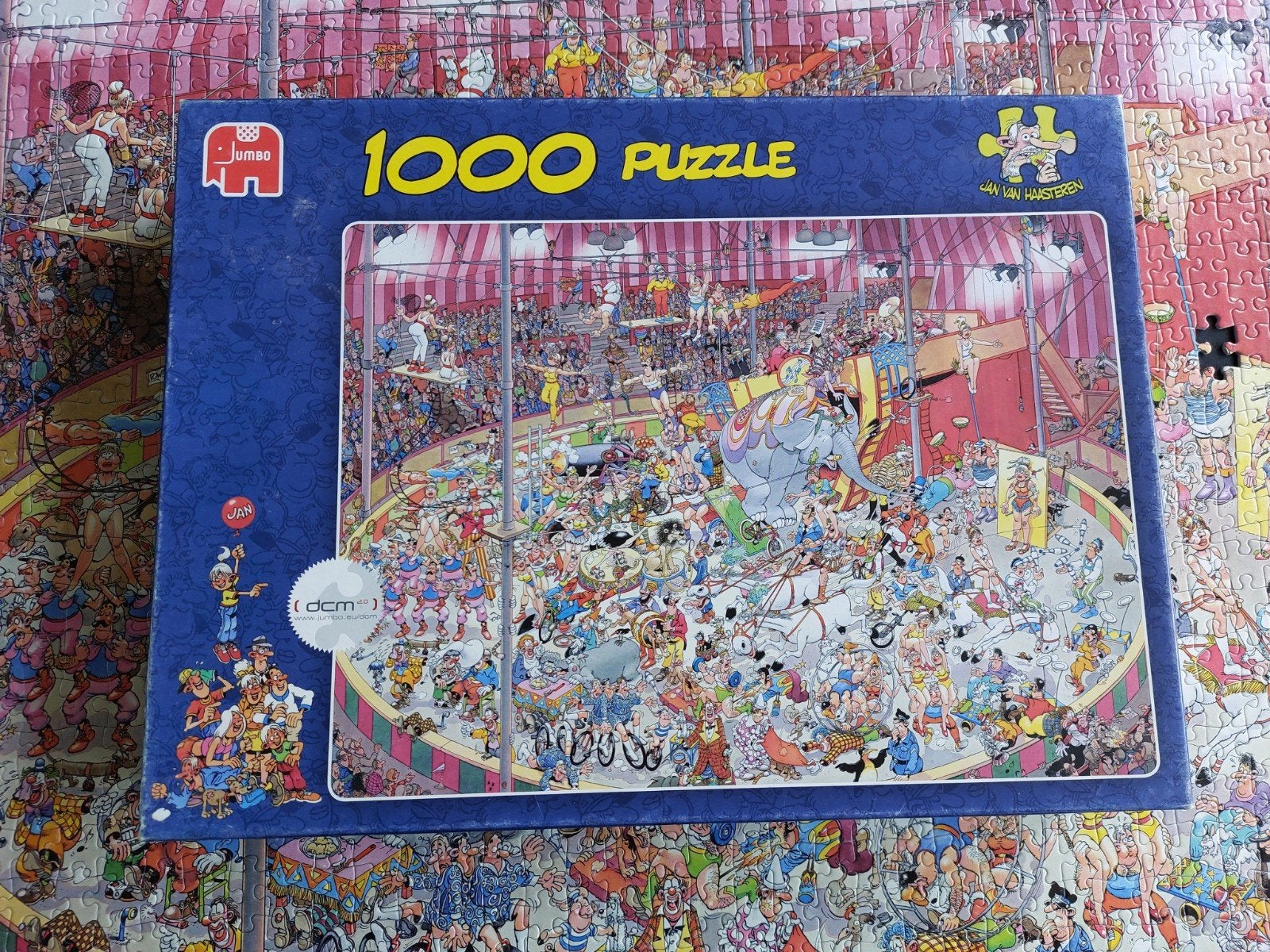 Jan van Haasteren - Het Circus - 1000 stukjes (1 ontbreekt), Ophalen of Verzenden, 500 t/m 1500 stukjes, Gebruikt, Legpuzzel