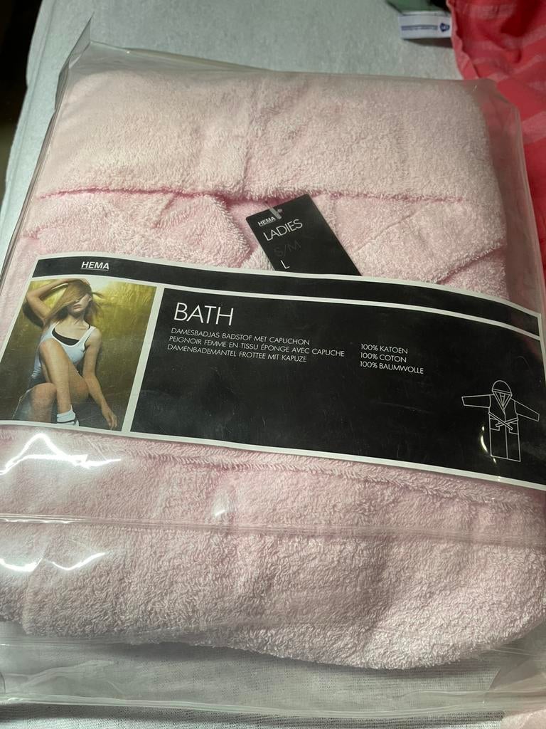 Badjas L + slippers 40/41 NIEUW ROZE, Ophalen, Zo goed als nieuw