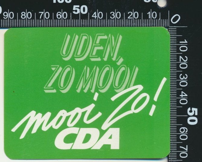 Sticker: CDA - Uden - Zo mooi mooi zo, Ophalen of Verzenden, Zo goed als nieuw, Bedrijf of Vereniging