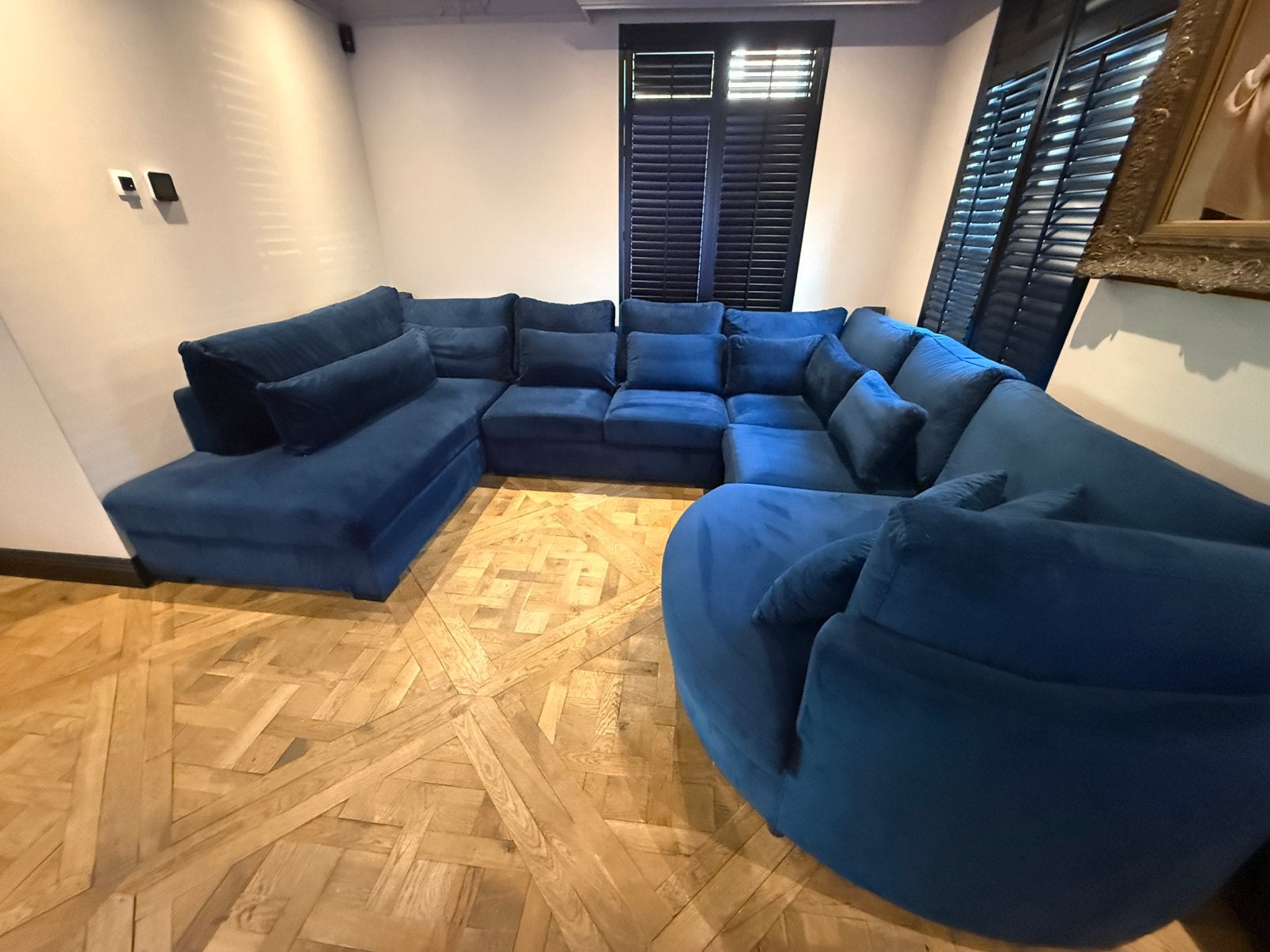 Luxe Turquoise/Blauwe Velvet Meubelset – Vraagprijs €3.800, Huis en Inrichting, Ophalen of Verzenden, Zo goed als nieuw