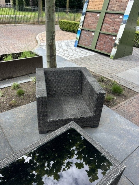 Wicker Loungeset Antraciet - Showroommodel, Tuin en Terras, Tuinsets en Loungesets, Bijzettafel, Zo goed als nieuw, Loungeset