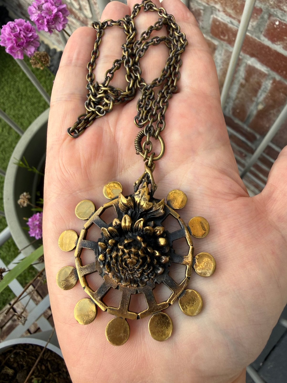 M164/ Bronzen Vintage PENTTI SARPANEVA ketting FINLAND, Overige materialen, Gebruikt, Overige kleuren, Verzenden