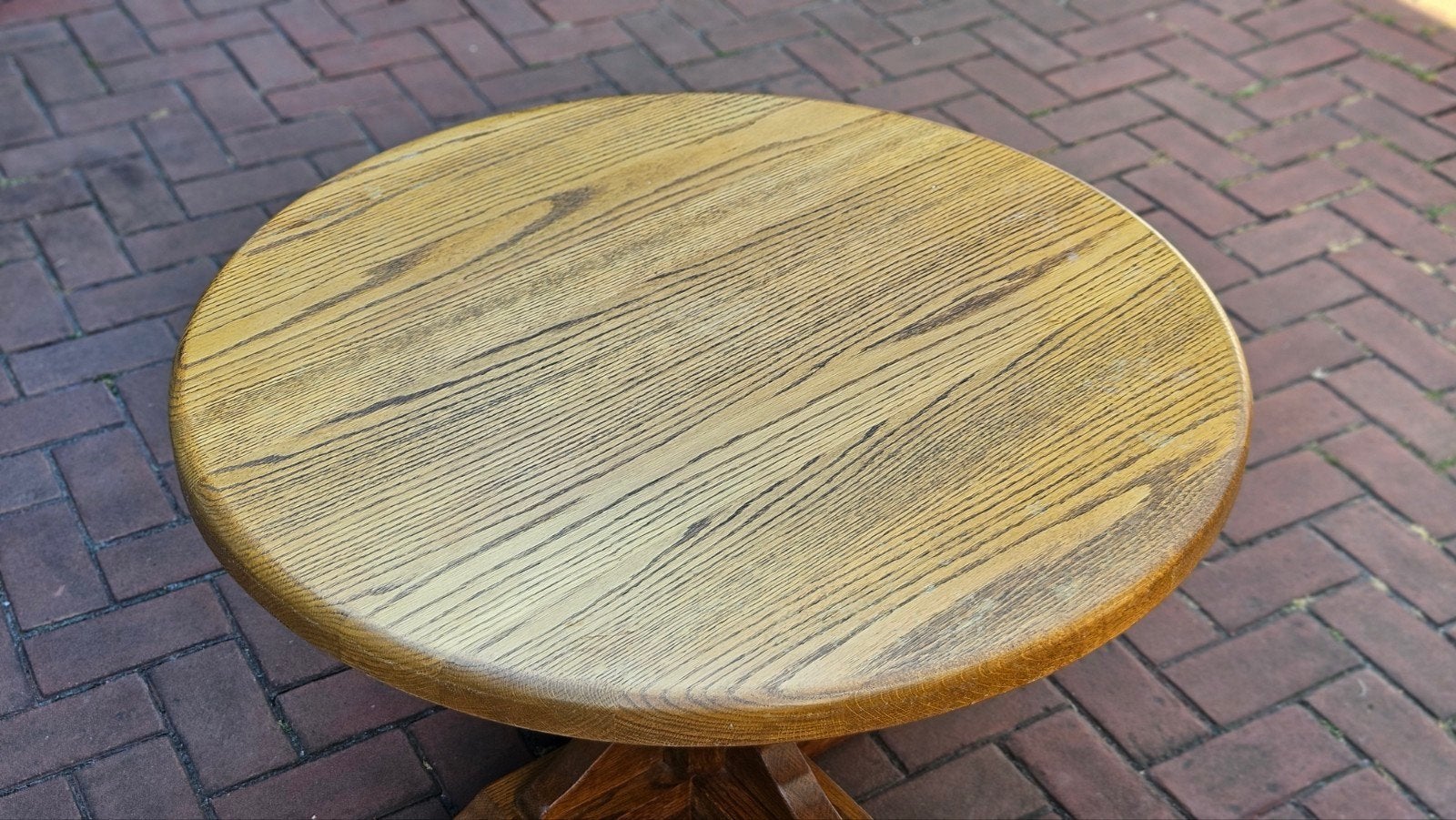 Eiken salontafel 90 cm rond, Huis en Inrichting, Tafels | Salontafels, Ophalen, Gebruikt, 50 tot 100 cm, 50 tot 100 cm
