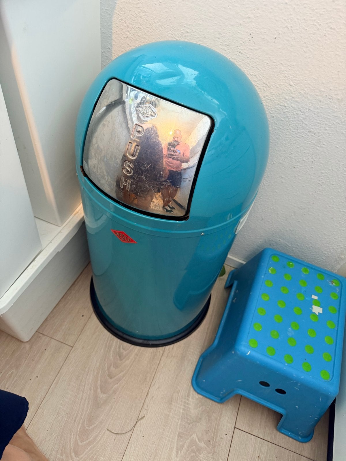 Wesco Prullenbak Afvalbak 60L - Azuurblauw Staal, Ophalen, Gebruikt, 40 liter of meer, 75 – 100
