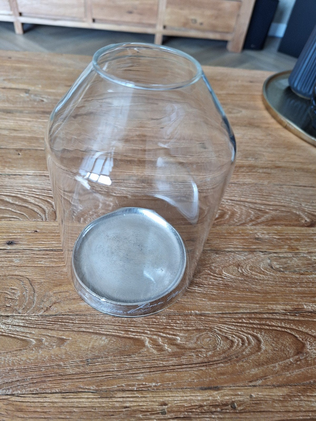 Riviera Maison Glazen Stolp met zilveren onderkant 18cm hoog, Huis en Inrichting, Woonaccessoires | Stolpen, Ophalen, 20 cm, Zo goed als nieuw