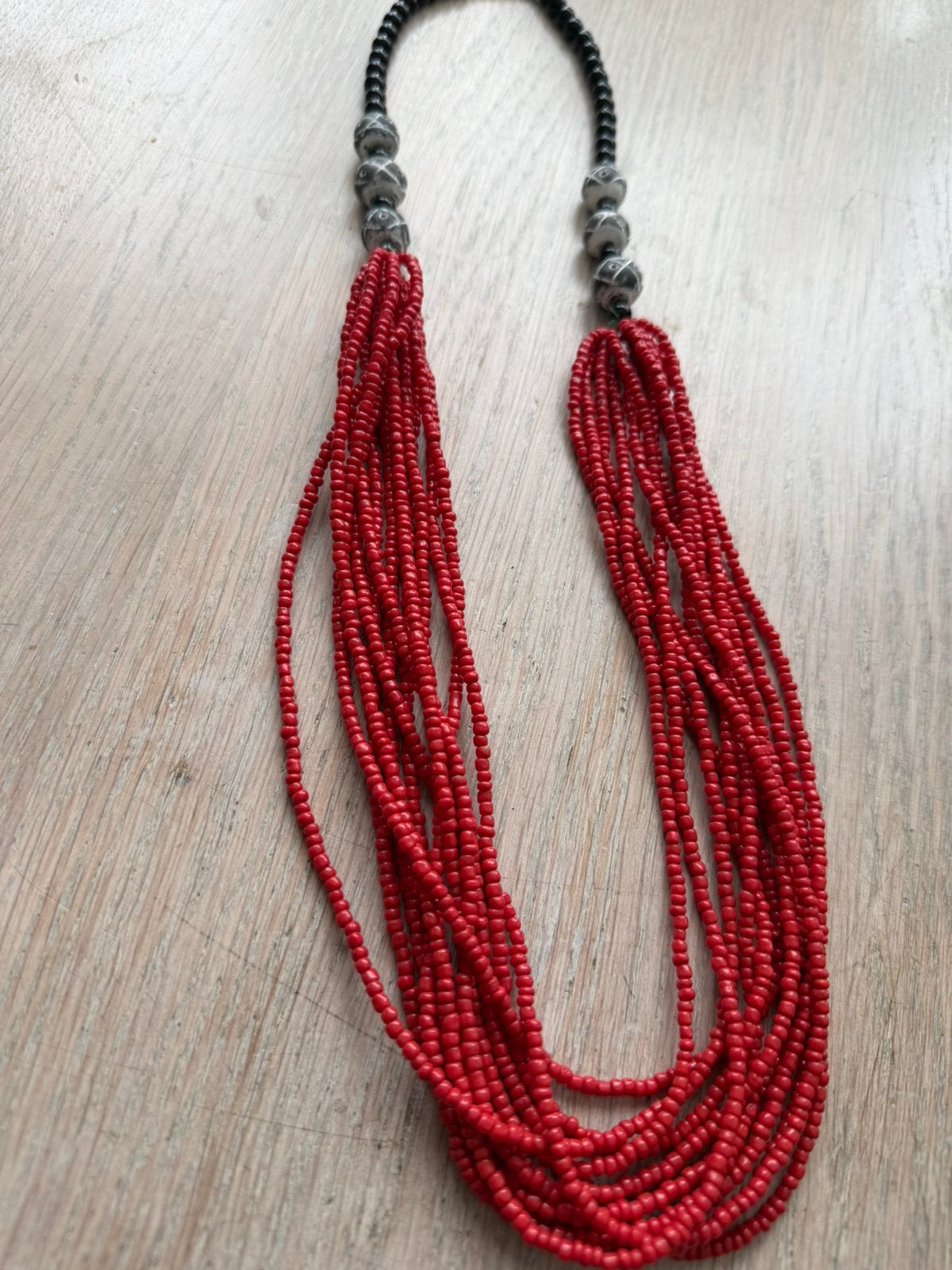 Retro vnl glazen kraaltjes ketting, Ophalen of Verzenden, Zo goed als nieuw, Overige materialen