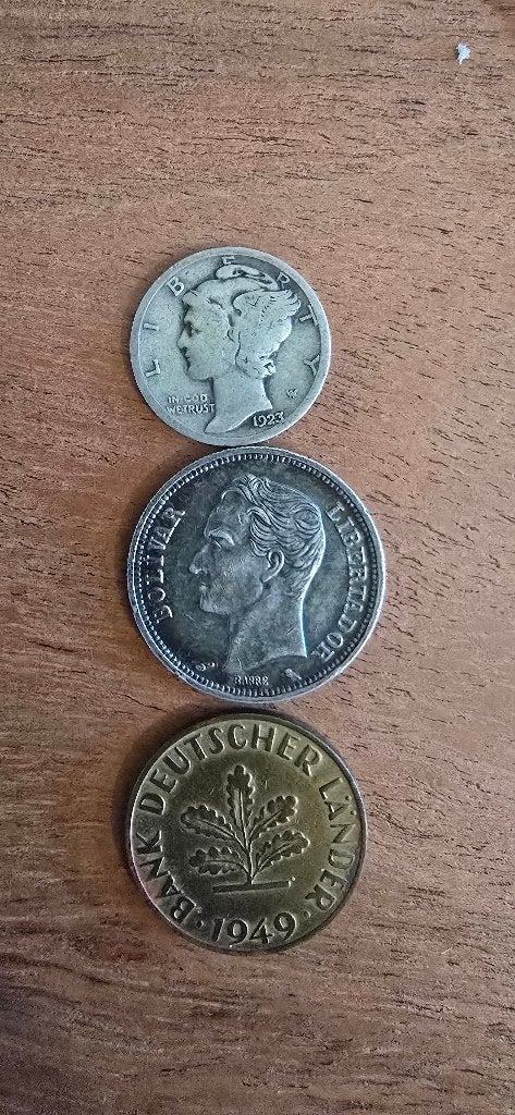 2 Coins SILVER (USA/Venezuela) + Historical Germany coin 49, Ophalen of Verzenden, Duitsland, Setje, Zilver