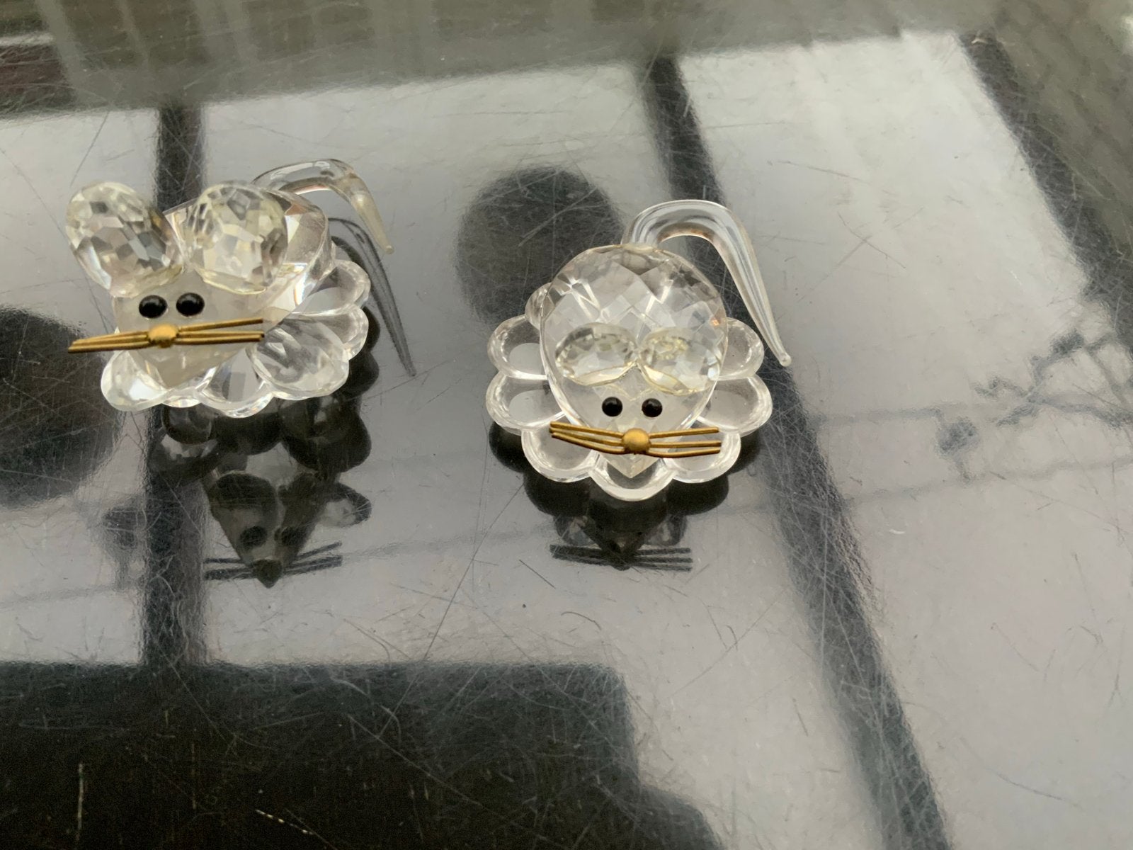 2 Bohemia Kristallen Muisjes - Handgemaakt Glas, Antiek en Kunst, Ophalen of Verzenden