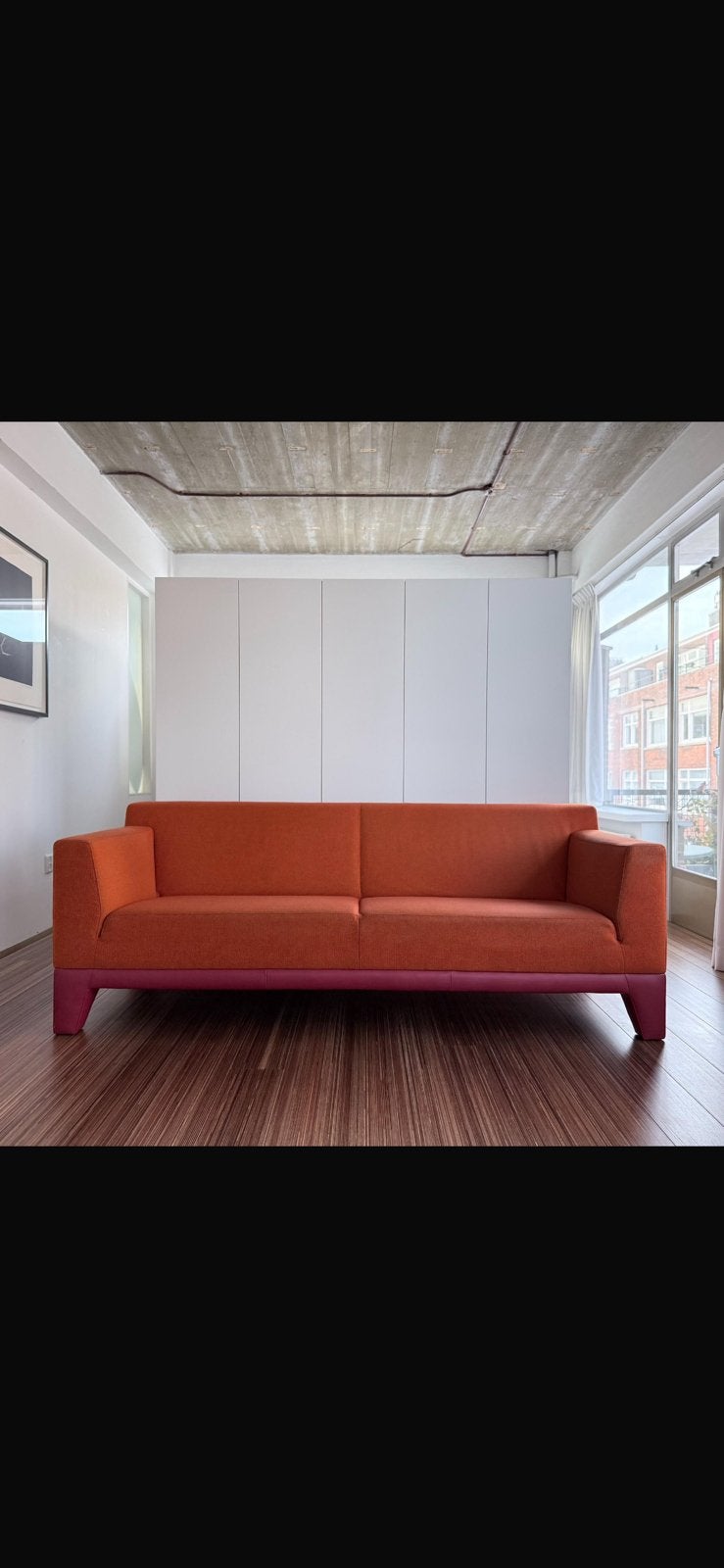 Pode Plot bank van Ontwerpduo - Oranje/Rood, Huis en Inrichting, Banken | Bankstellen, Gebruikt, Driepersoons, 75 tot 100 cm, Ophalen of Verzenden