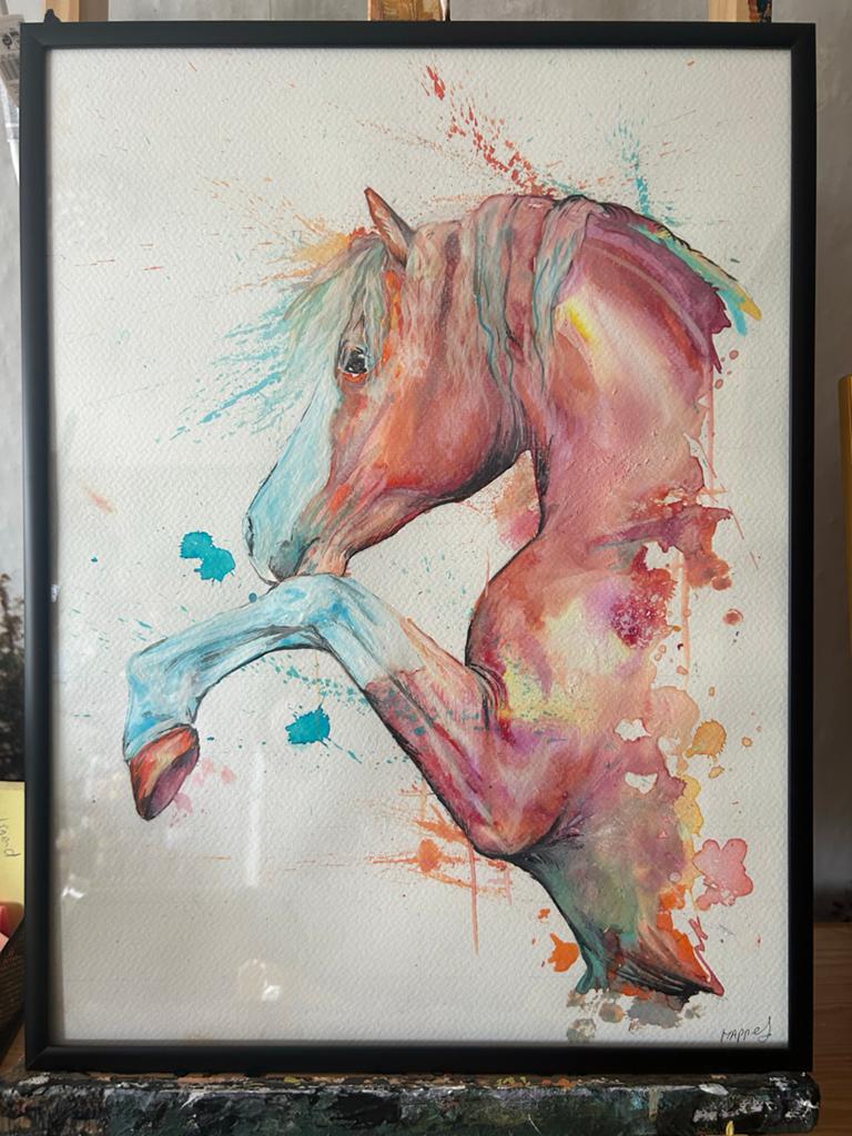 Origineel Ecoline Schilderij Paard - Inclusief Lijst, Ophalen of Verzenden