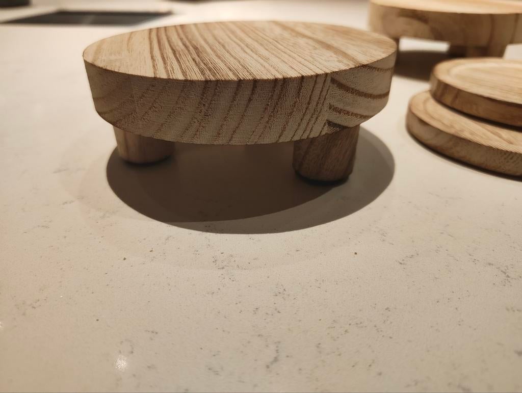 Houten onderzetters voor plantenpotten (12cm & 10cm), Tuin en Terras, Bloempotten, Overige materialen, Rond, Ophalen of Verzenden