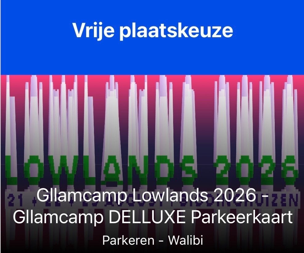 Gllamping Parkeerkaart Lowlands, Tickets en Kaartjes, Eén persoon, Meerdaags
