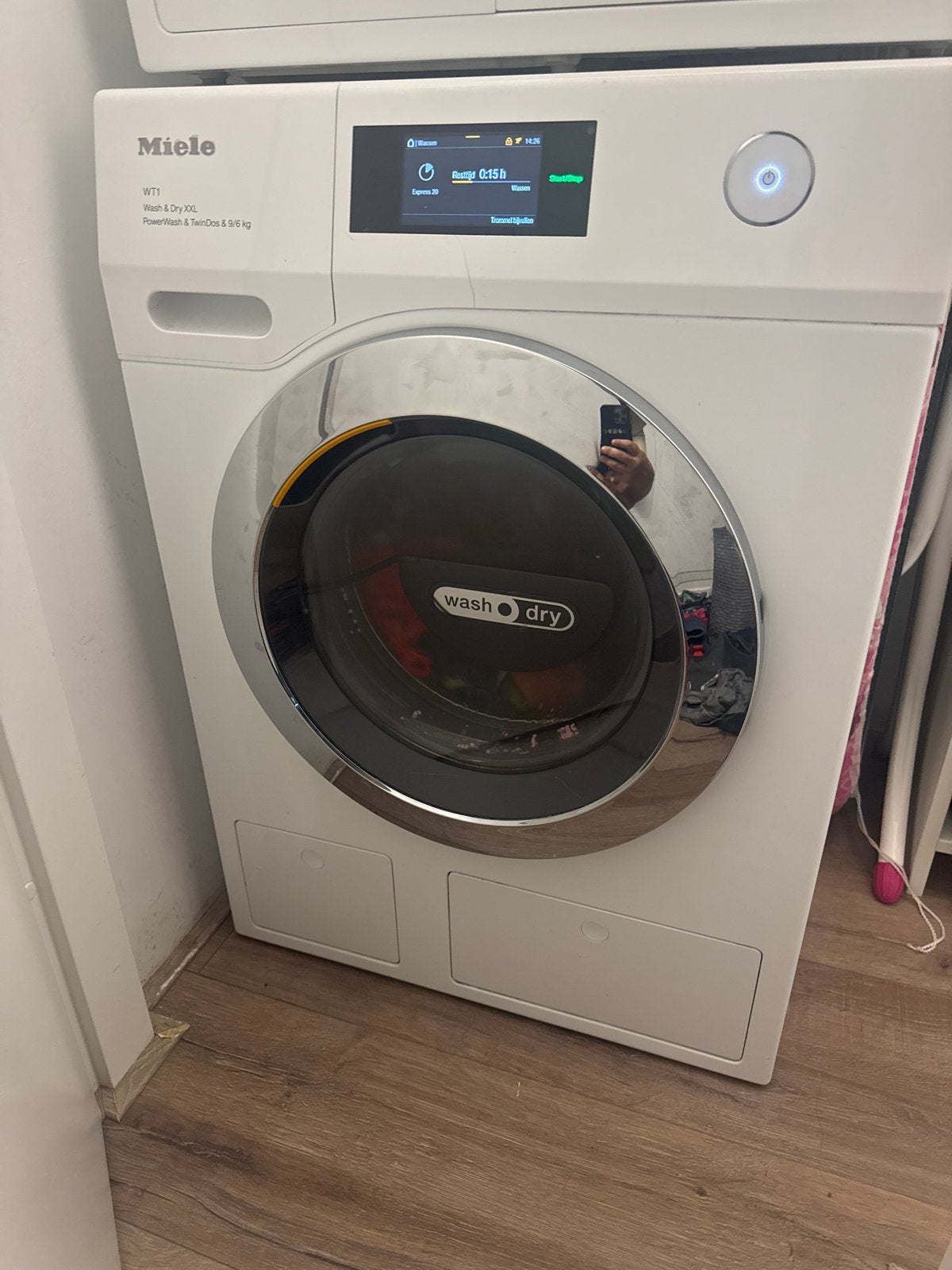 Miele WT1 Wash & Dry XXL PowerWash & TwinDos 9/6 kg, 8 tot 10 kg, Ophalen, Zo goed als nieuw, 85 tot 90 cm