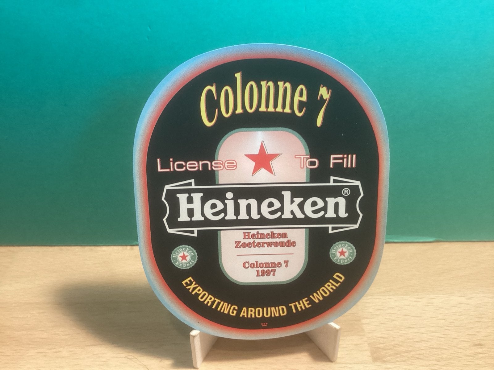 Heineken Colonna 7 License To Fill.  Etiket, Ophalen of Verzenden, Gebruikt, Reclamebord