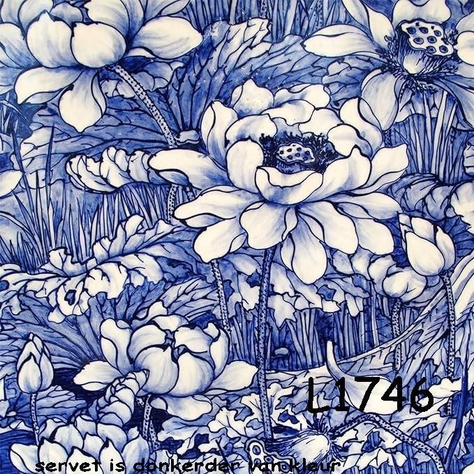 Servetten decoupage/bullet journal- bloem delfts blauw L1746, Verzenden, Nieuw
