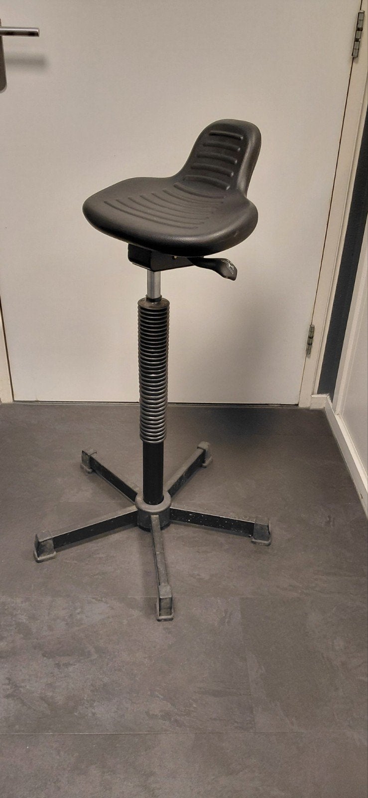 Verstelbare Werkstoel - Zwart Kunststof, Ophalen, Industrieel, Functioneel, Zwart, Eén