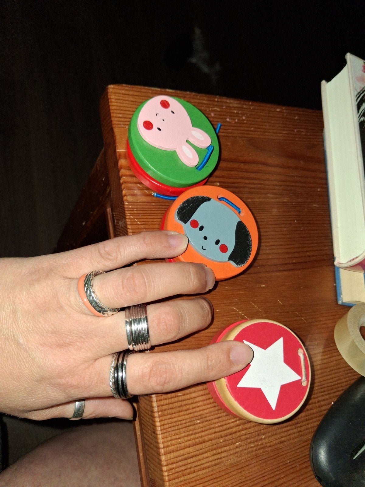 Leuke houten mini castagnetten, Ophalen of Verzenden, Gebruikt, Overige typen, Met geluid