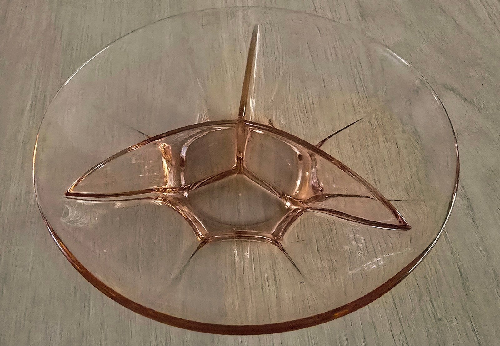 vintage 3 vaks schaal rose persglas, Vintage, Ophalen of Verzenden, Glas, Schaal of Schalen