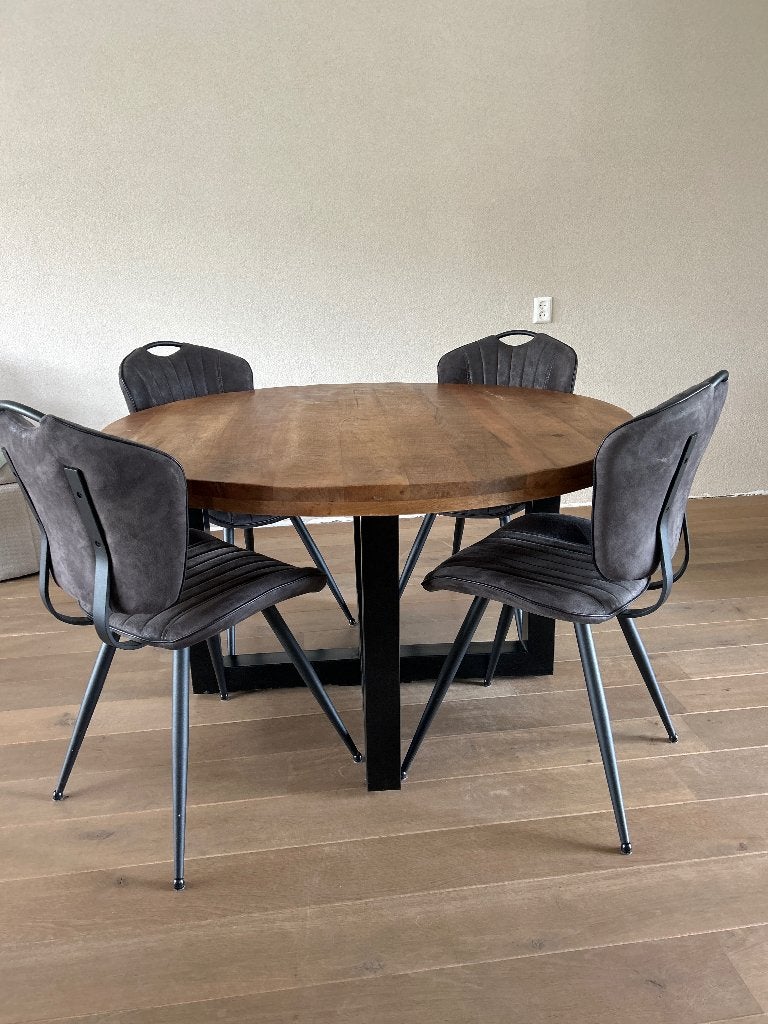 Eetkamer tafel met stoelen, Ophalen, Gebruikt, Industriel, 4 tot 6 stoelen
