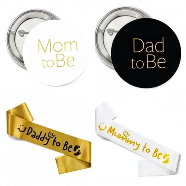 4-delige babyshower set mom en Dad to Be