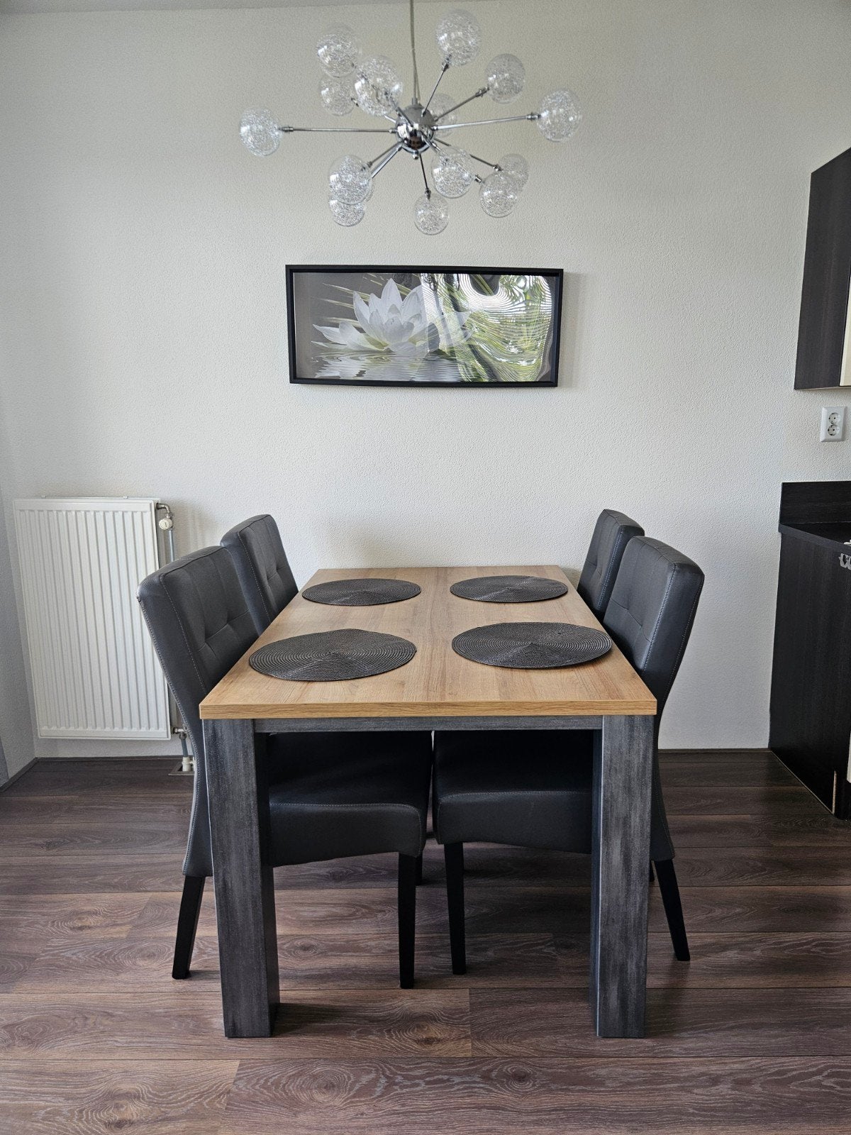 Eettafel set (90 x 138 cm) in zeer goede staat., 200 cm of meer, Zo goed als nieuw, Rechthoekig, 50 tot 100 cm