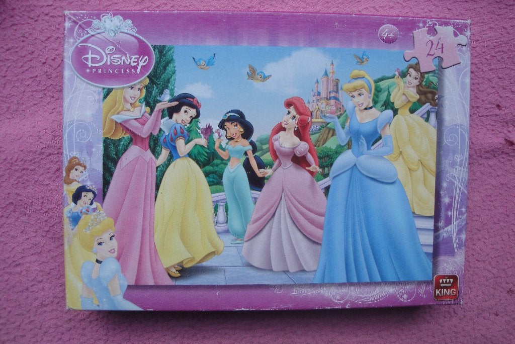KING DISNEY PRINCESS KINDERPUZZLE  24 grote st.   1,50euro, Ophalen of Verzenden, Minder dan 500 stukjes, Zo goed als nieuw, Legpuzzel