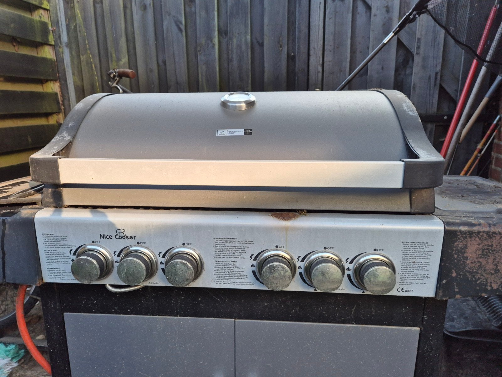 Nice Cooker gasbarbecue met 4 branders en zijbrander, Ophalen, Gebruikt, Nice Cooker