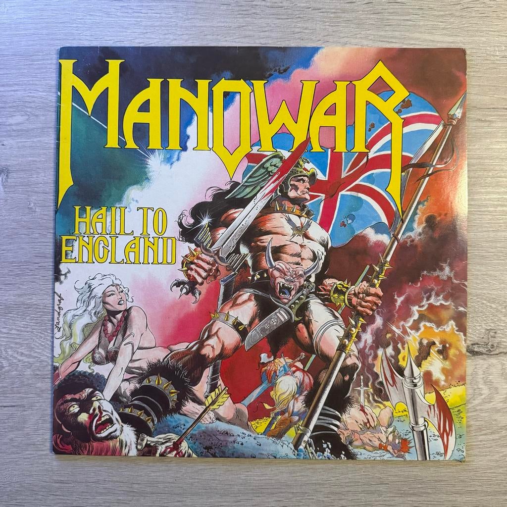Manowar - Hail to England LP (Roadrunner Records), Cd's en Dvd's, Vinyl | Hardrock en Metal, Ophalen of Verzenden, Gebruikt