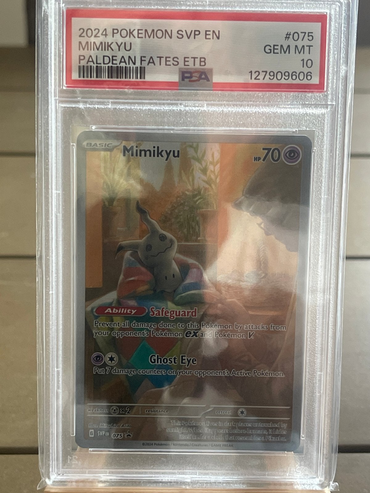 PSA 10 Mimikyu Paldean Fates ETB 2024 Pokémon Kaart, Ophalen of Verzenden, Nieuw, Losse kaart