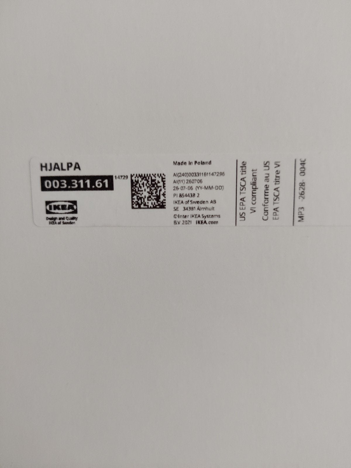 Ikea Hjalpa 60x40, Ophalen, Nieuw, 25 tot 50 cm, 50 tot 100 cm