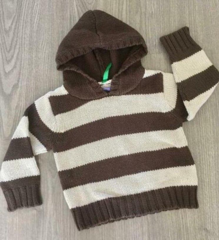 Stoere bruin witte hoodie trui , maatje 92, Kinderen en Baby's, Kinderkleding | Maat 92, Ophalen of Verzenden, Zo goed als nieuw
