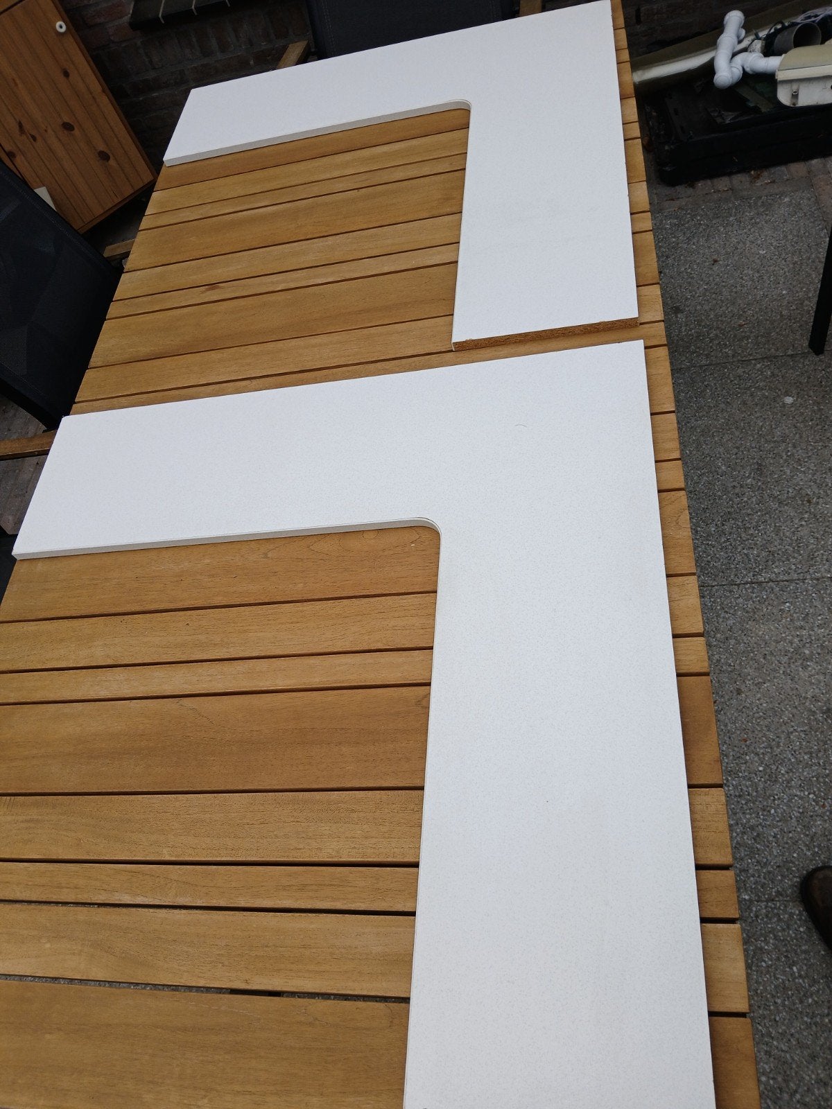 Meubelpaneel / wandplank in hoekvorm 86,5 bij 86,5 cm, Doe-het-zelf en Verbouw, Ophalen, Gebruikt, Minder dan 20 mm