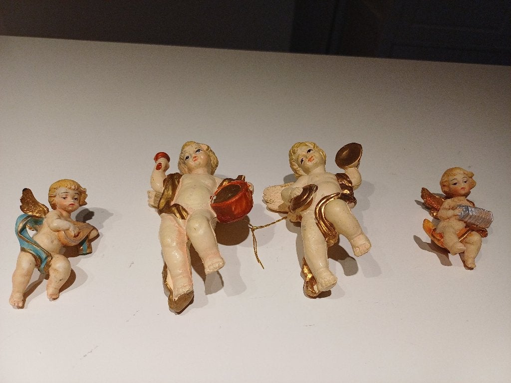 4 vintage Italiaanse mini cherubijntjes kunststof, Ophalen of Verzenden, Gebruikt