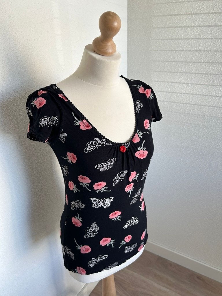 King Louie maat S vlinder top shirt 357, Ophalen of Verzenden, Zo goed als nieuw, Korte mouw, King Louie