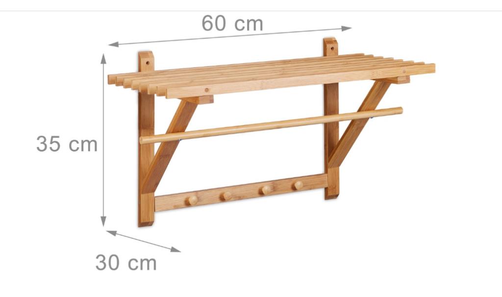 Handdoekenrek - wandkapstok bamboe, Ophalen, Gebruikt, Overige kleuren, Handdoekenrek