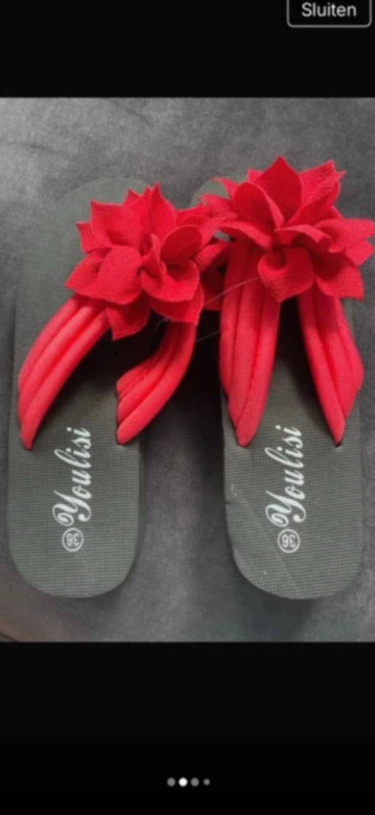 Nieuwe Youlisi slippers met rode bloemen - Maat 36, Kleding | Dames, Ophalen of Verzenden, Nieuw, Rood, Slippers
