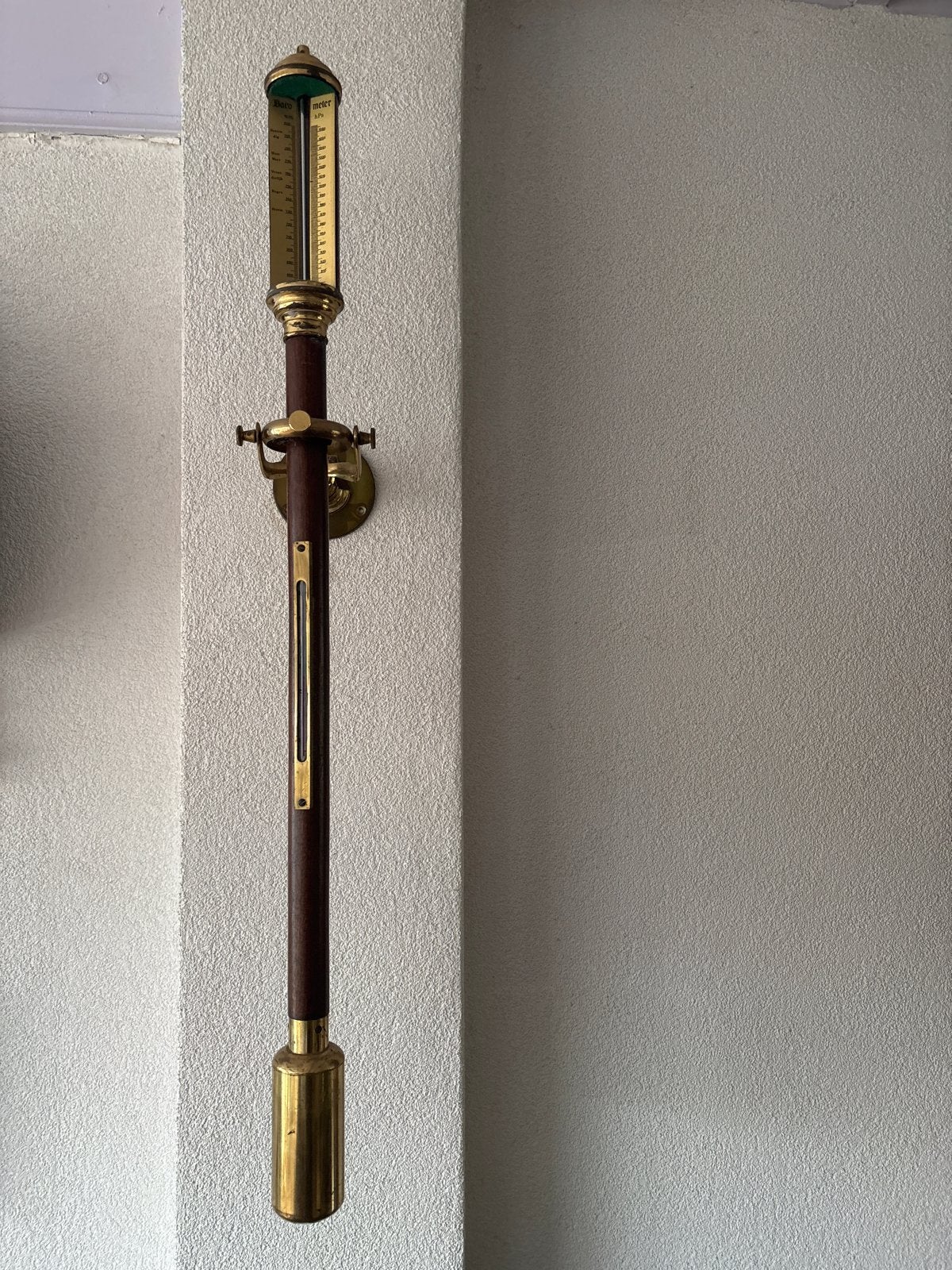 Antieke Barometer - Weerstation in Hout en Messing, Ophalen of Verzenden, Gebruikt, Weerstation