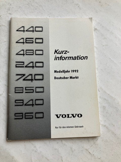 Volvo   Kurzinformation   Modelljahr  1992  -   Duitse Markt, Volvo, Zo goed als nieuw, Volvo, Ophalen of Verzenden
