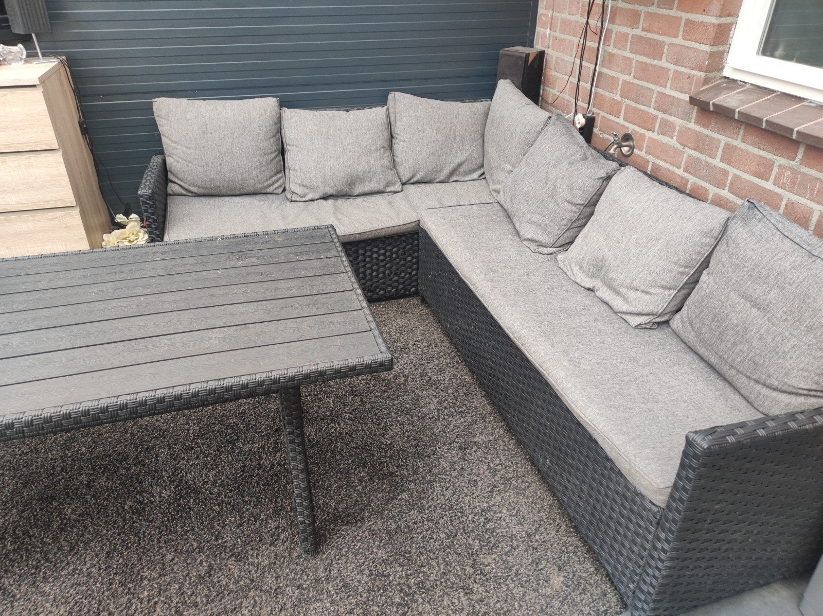 Zeer nette loungeset, goed voor de volgende ronde, Meer dan 8 zitplaatsen, Ophalen of Verzenden, Zo goed als nieuw, Loungeset