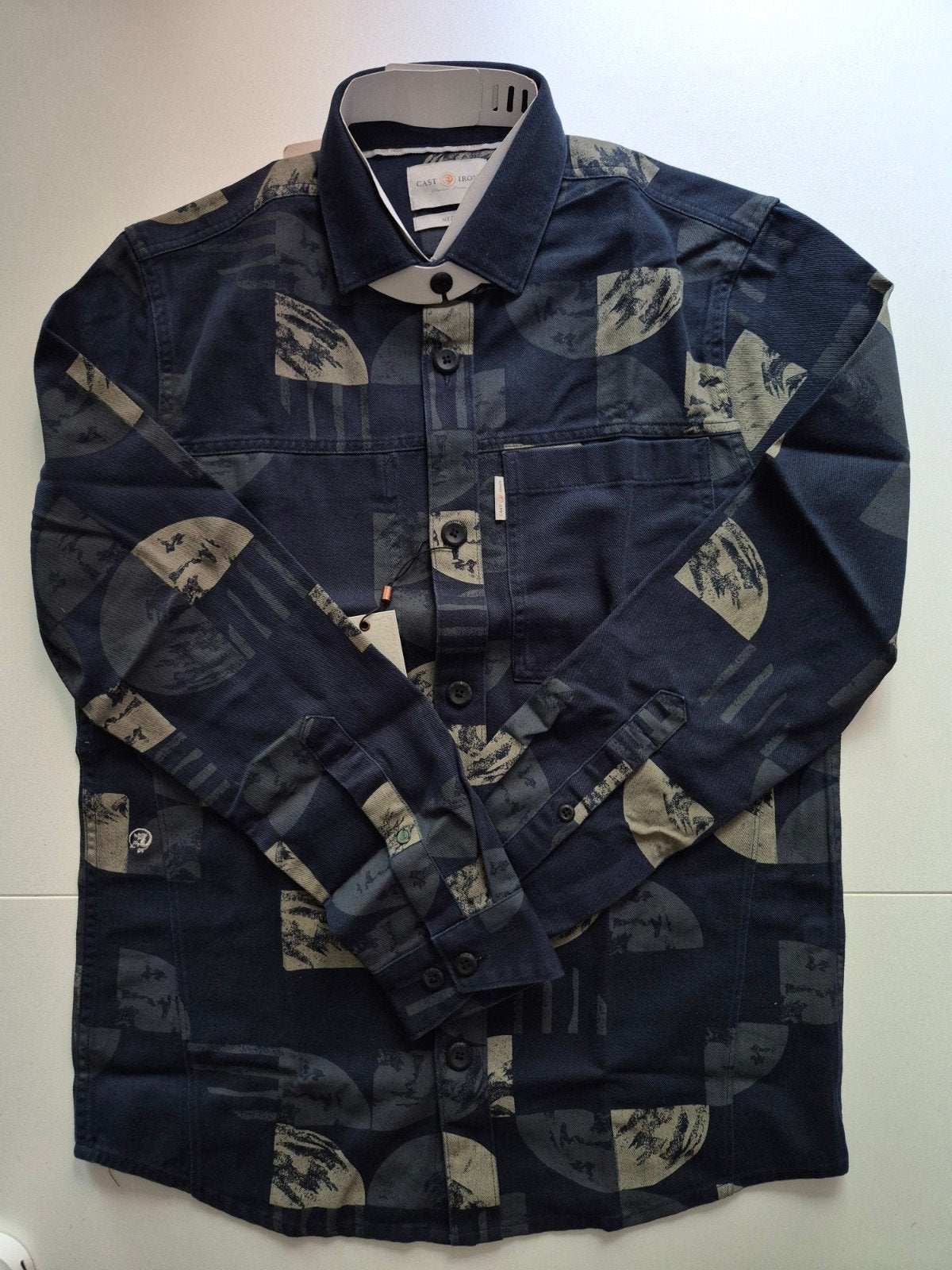 Cast Iron T-shirt Lange Mouwen Blauw M Nieuw met label, Blauw, Nieuw, Cast Iron, Halswijdte 39/40 (M)