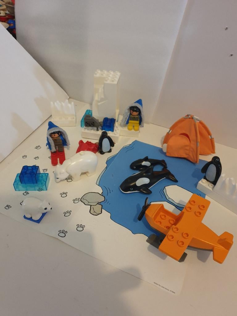 duplo 3621 pooldieren eskimo s tent ski s sneewscooter enz, Ophalen of Verzenden, Zo goed als nieuw, Compleet, Duplo