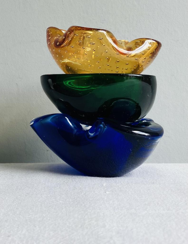 Murano glas sixties schalen kommen Sommerso Seguso Poli?, Antiek en Kunst, Ophalen of Verzenden