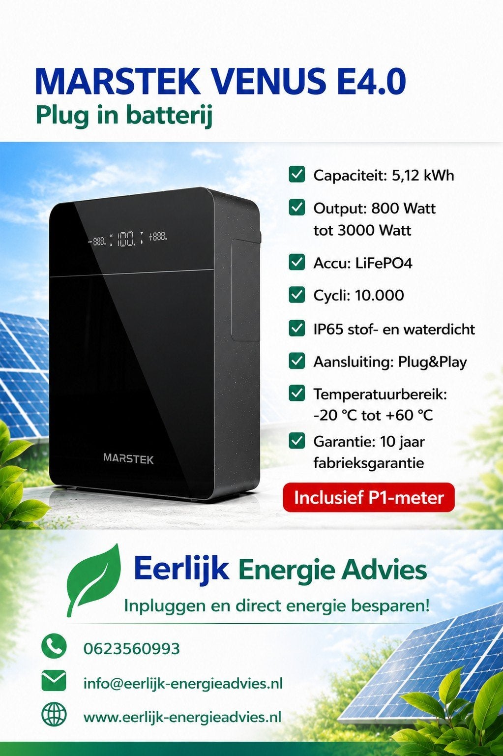 Marstek Venus E4 - 5 kWh incl. P1 meter, Ophalen of Verzenden, Nieuw, Marstek